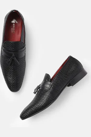 Gabicci Men Black Braided Formal Slip-on Shoes