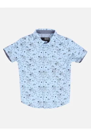 HERE&NOW Boys Blue Slim Fit Printed Casual Shirt