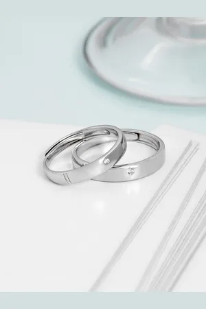 Zavya Set of 2 925 Sterling Silver Rhodium-Plated Couple Rings
