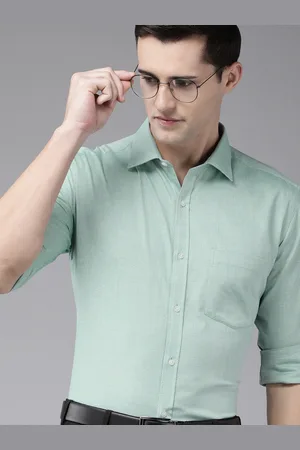Park Avenue Men Green Solid Pure Cotton Slim Fit Formal Shirt