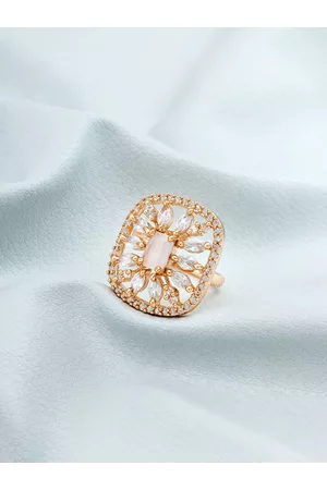 Aadita Rose Gold-Plated White Stone Studded Finger Ring