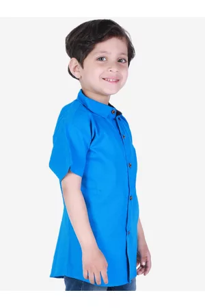 Superminis Boys Turquoise Blue Opaque Casual Shirt
