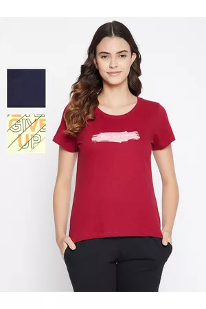 Clovia Women Pack Of 3 Assorted Cotton Lounge T-Shirt