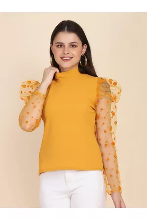 BuyNewTrend Yellow Lace Top