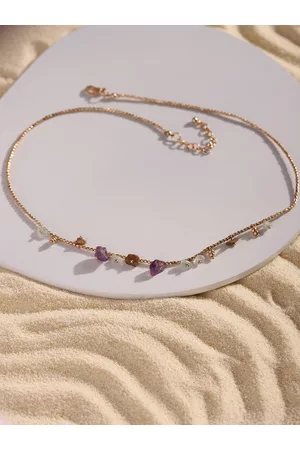 DEEBACO Gold-Plated Multi Stone Necklace