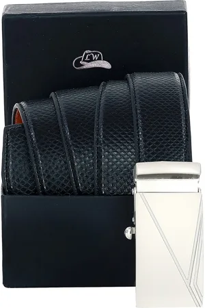 Leather World Men Black Textured Leather Formal Belt