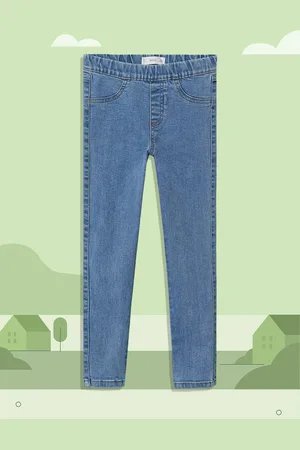 MANGO Girls Blue Solid Light Fade Stretchable Jeggings
