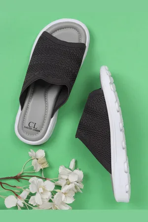 Carlton London Women Grey & White Self Design Sliders