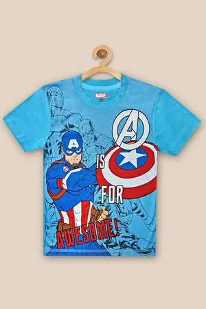 Kidsville Boys Blue Captain America Printed T-shirt