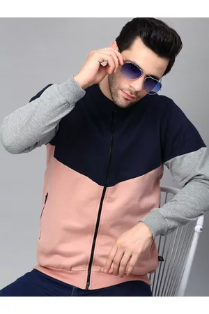 Rigo Men Pink Colourblocked Fleece Lightweight Outdoor Open Front Jacket