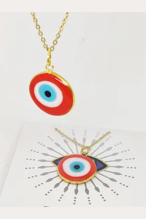EL REGALO Women Red & Gold-Plated Evil Eye Bohemian Necklace