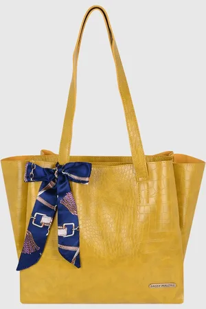 Bagsy Malone Woman Yellow PU Structured Handheld Bag with Bow Detail