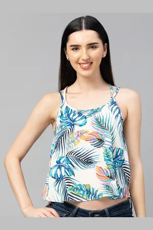 Globus Multicoloured Tropical Print Crepe Crop Top