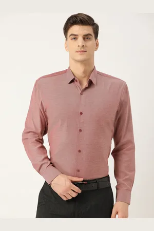 SOJANYA Men Maroon & White Classic Regular Fit Self Design Formal Shirt