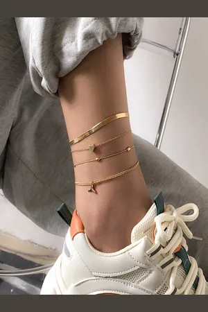 AQUASTREET Set Of 4 Gold-Plated Layered Chains Anklet