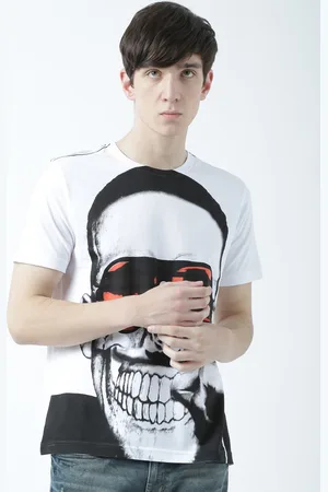 Huetrap Men White Printed Round Neck T-shirt