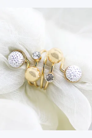 Joker & Witch Gold-Toned & White Stone-Studded Steller Finger Ring