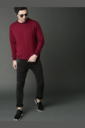 Roadster Men Maroon Solid Sweatshirt