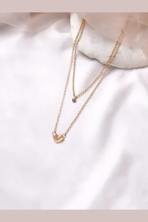 BeWitched Gold-Toned Sparkles In Heart Layered Necklace
