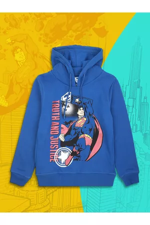 Kidsville Superman Printed Hoodie For Kids Boys