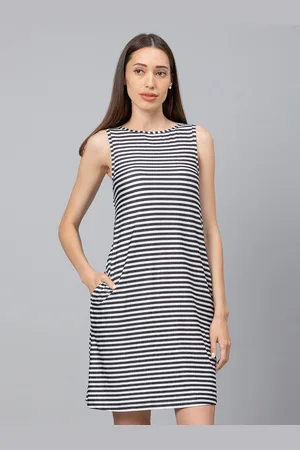 Globus Womens Black & White Striped Sheath Dress