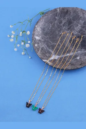 Brandsoon Set Of 3 Gold-Toned & Black Brass Gold-Plated Antique Chain