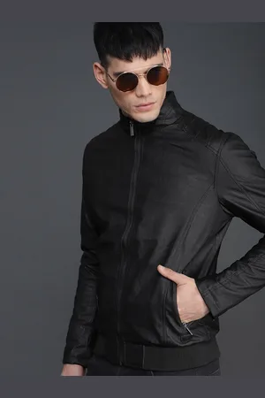 WROGN Men Black Solid Biker Jacket