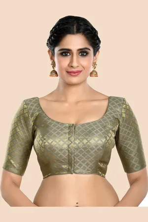 neckbook Women Grey Woven Design Princess Cut Padded Saree Blouse
