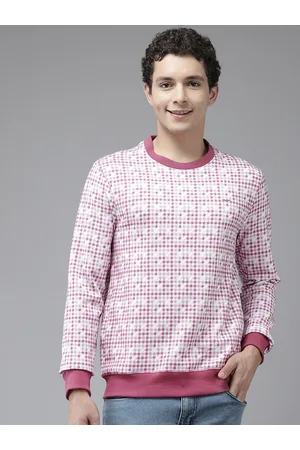 Park Avenue Men Purple Checked Sweatshirt