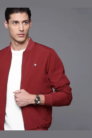 Louis Philippe Men Maroon Solid Bomber Jacket