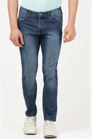 Wrangler Men Blue Skanders Slim Fit Low-Rise Low Distress Light Fade Stretchable Jeans