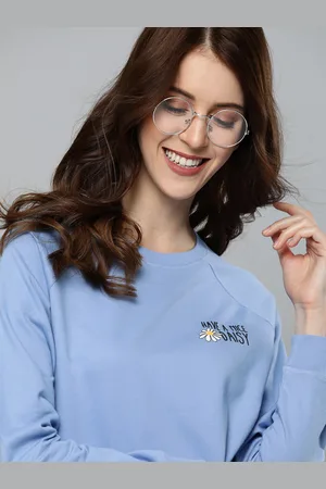 Mast & Harbour Women Blue Solid Sweatshirt