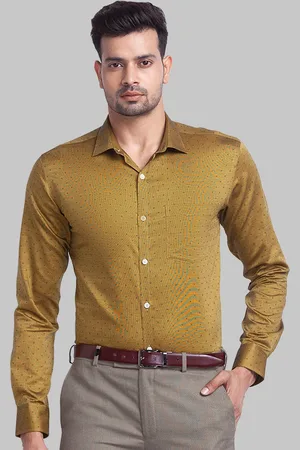 Park Avenue Men Mustard Slim Fit Cotton Printed Casual Shirt