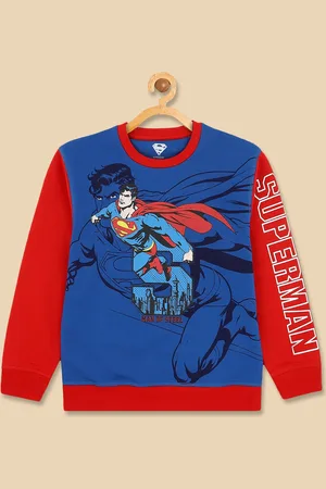 Kidsville Kids Boys Blue Superman Graphic Printed Sweatshirt