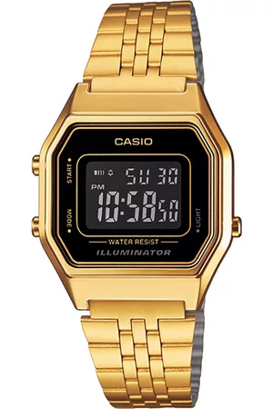 Casio Vintage LA680WGA-1BDF Black Digital Dial Gold Stainless Steel Band D205