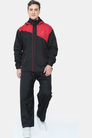 FabSeasons Unisex Black & Red Colorblocked Waterproof Rain Suit
