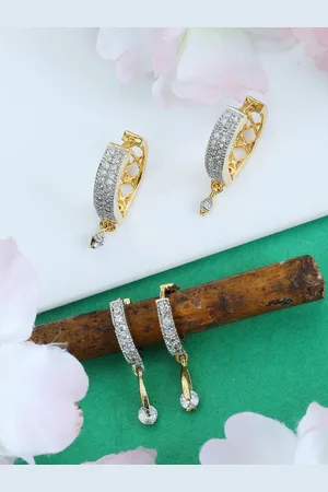 Bhana Fashion White Contemporary Drop Earrings