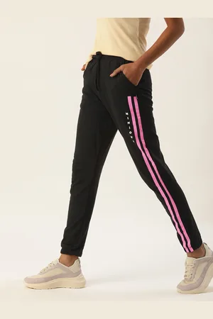 Kook N Keech Women Black Typography Printed Regular Joggers With Stripe Detail