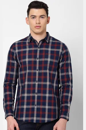 Lee Men Blue Slim Fit Tartan Checked Casual Cotton Shirt