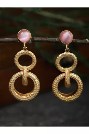 Berserk Gold-Plated & Pink Circular Drop Earrings