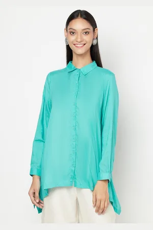 Fabindia Women Blue Opaque Casual Shirt