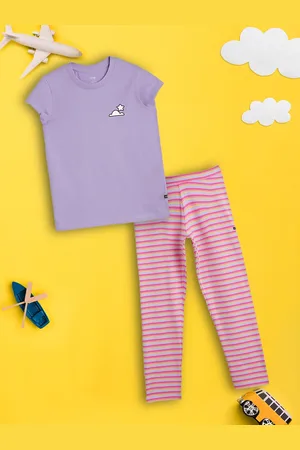 XY Life Girls Purple & Pink T-shirts & Leggings