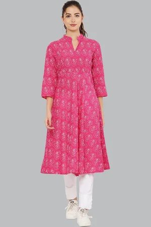 EZIS FASHION Women Pink Paisley Printed Anarkali Kurta