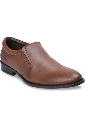 Red Chief Men Brown Leather Formal Slip Ons