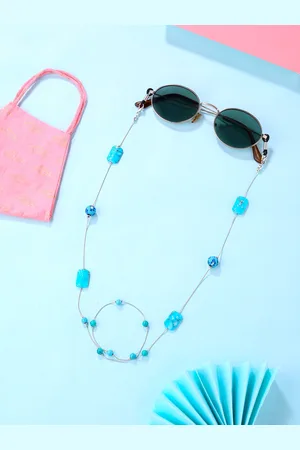 Yellow Chimes Women Blue Beadded Face Mask or Sunglasses Chain