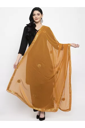 Clora Creation Mustard Yellow Gotta Patti Dupatta