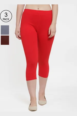 Jinfo Women Red & Grey Pack of 3 Capris