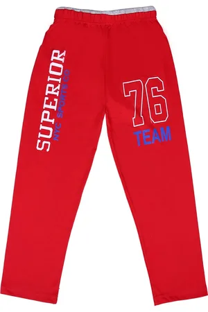Sweet Angel Boys Red Solid Pure Cotton Relaxed-Fit Track Pant