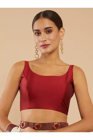 Soch Women Maroon Solid Readymade Saree Blouse