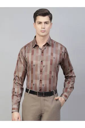MANQ Men Rust Smart Printed Semiformal Shirt